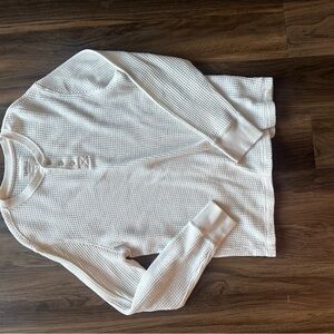 White Waffle Knit Henley Top